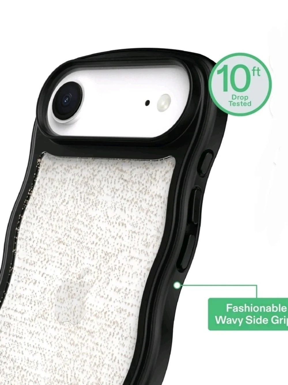 onn. Wavy Grip Phone Case for iPhone Air Silver/Gold Glitter BNIB